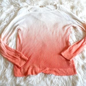 Boston Proper White Coral Ombre Knitted Sweater Size Medium